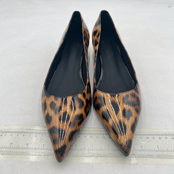 Brown Leopard Poined Toe Low Heel Pumps Slip On Office Business Ladies Shoes - Picture 6 of 7